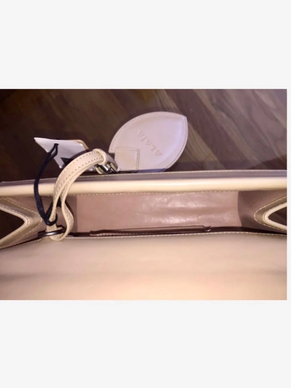 ALAIA Leather Laser Cut Clutch Bag Beige Red Floral New